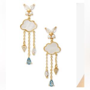 Kate Spade Gold and White Cloud Earrings with Blue Accents